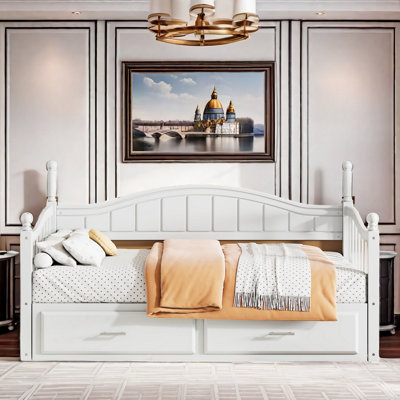 Jeel Elegant Extendable Daybed with Two Storage Drawers and Twin Size Trundle