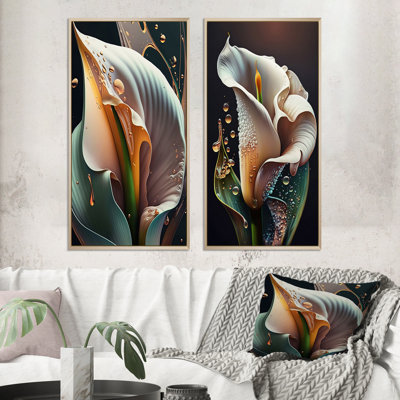 "Gren et fleur de lys Calla blanc" 2 - Pièces sur toile