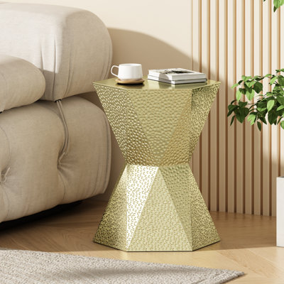 Table d'appoint moderne hexagonale en acier avec structure en fer, sans assemblage