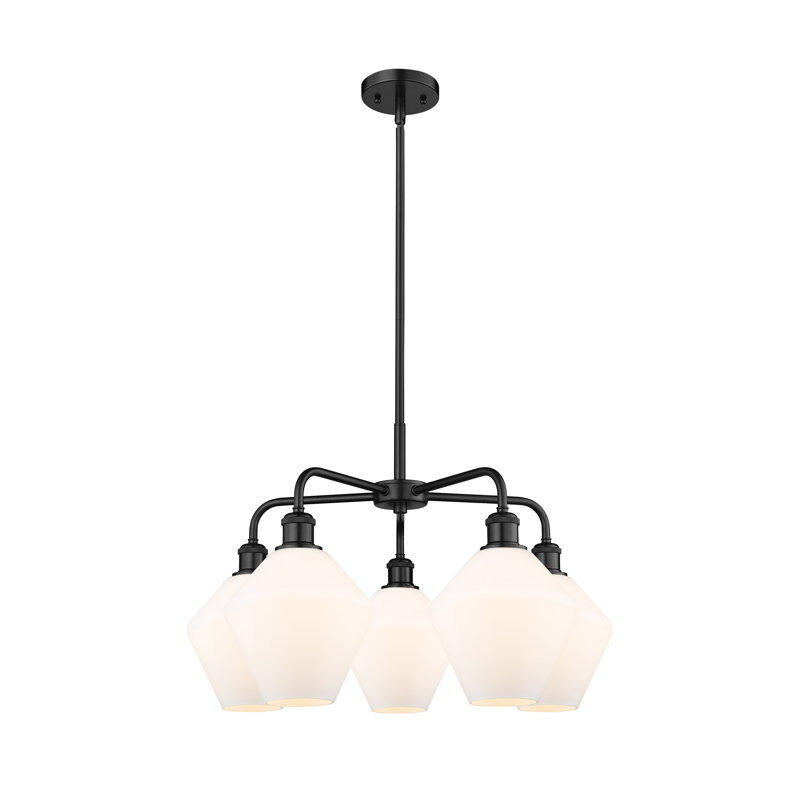 Lustre à 5 lumières, Blanc mat, Noir mat