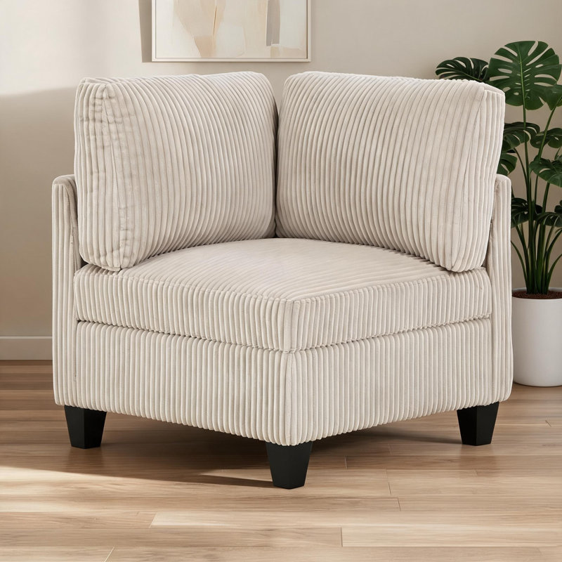 Siège de coin beige avec rangement moderne en velours côtelé Modern Furniture