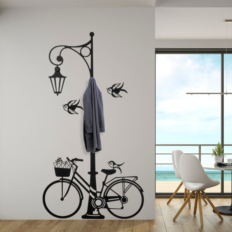 Crochet mural en métal durable, noir, 46,1 po x 1,6 po x 83,1 po | Fabrication 100% métal pour une résistance maximale | Idéal pour l'organisation de la maison, du bureau ou du garage | Conception élégante et fonctionnelle pour un accès facile