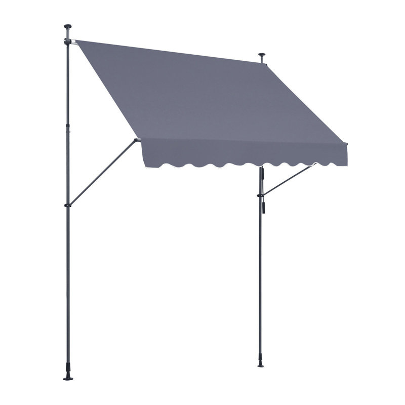 157X47" Patio Awning Retractable Awning Sunshade Shelter With Crank Handle, 53.94" H x 7.56" W x 6.93" D, Gray