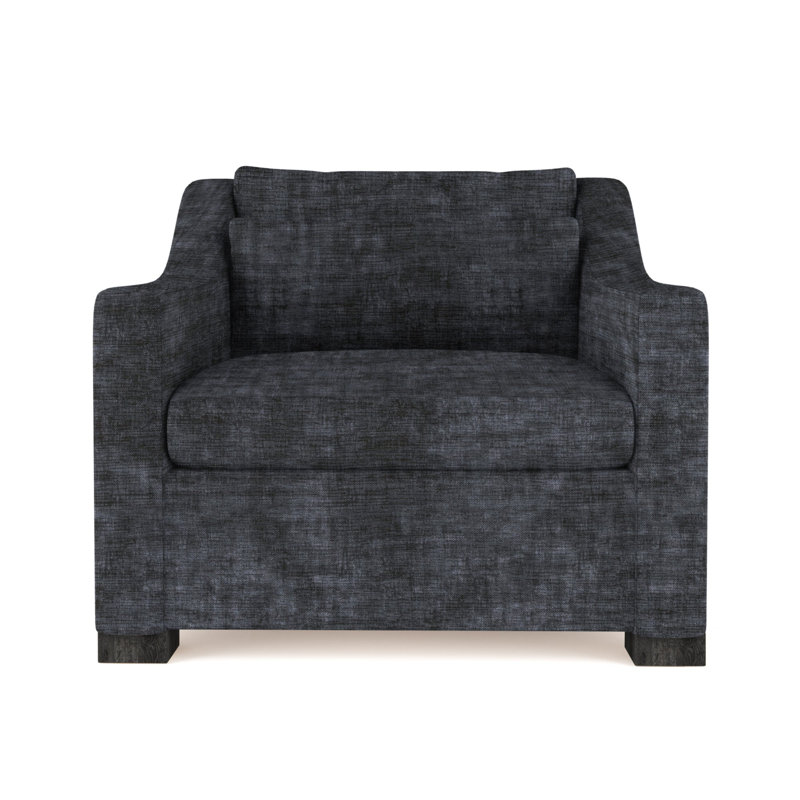 Crosby Armchair, 32.5" H x 35" W x 38" D, Plush Velvet Blue Print, Ebony