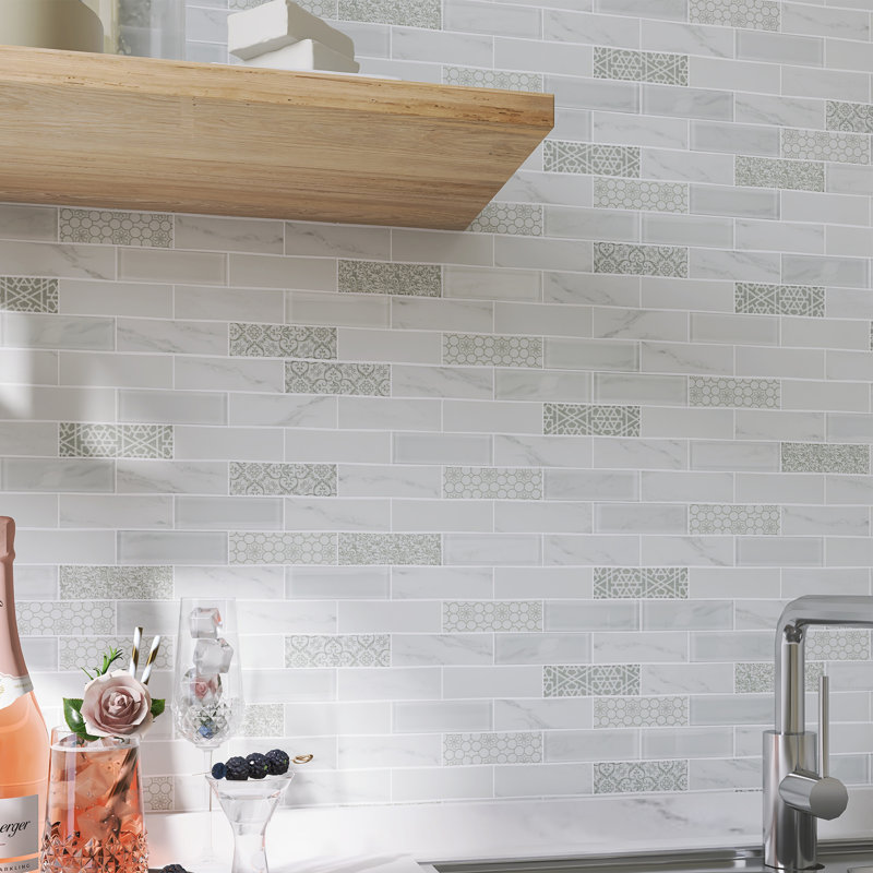 Eurydamas 12" x 11" Glass Brick Joint Mosaic Wall Tile