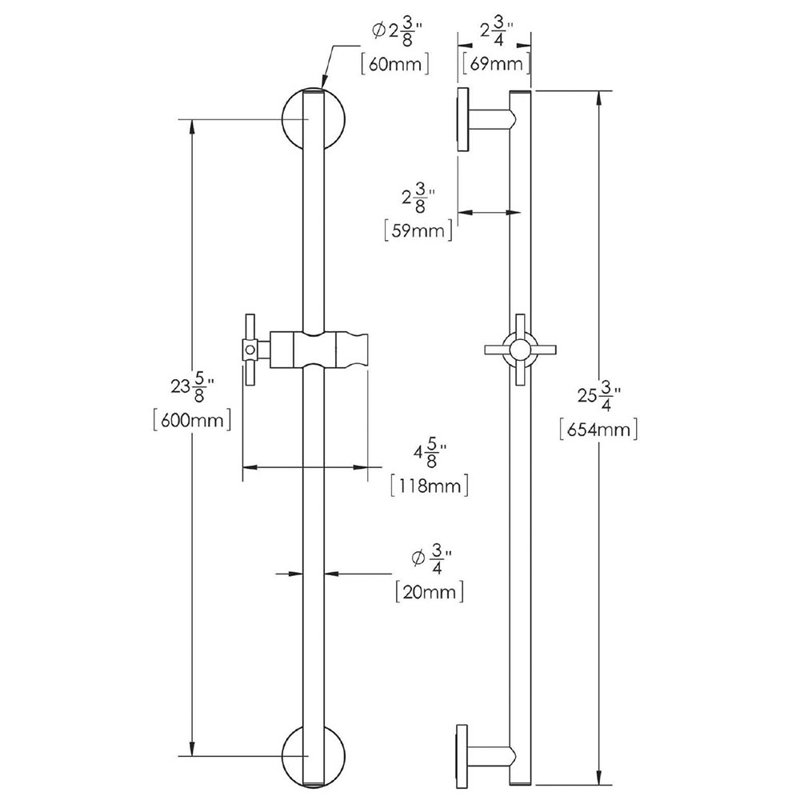 Neo Shower Slide Bar, Polished Chrome