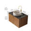 Meuble-lavabo mural de 30 po avec lavabo, meuble-lavabo mural moderne en contreplaqué avec 2 portes, comptoir noir et lavabo rond en céramique blanche avec motif de pierre
