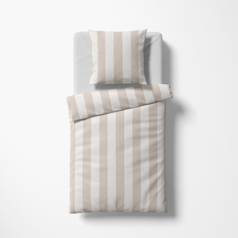 Sateen Striped Duvet Cover Set with Pillow Shams Included, 220 x 240 cm + 2x 80 x 80 cm