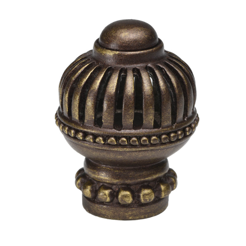 Cage à cricket grande poignée ronde avec base perlée , Laiton antique