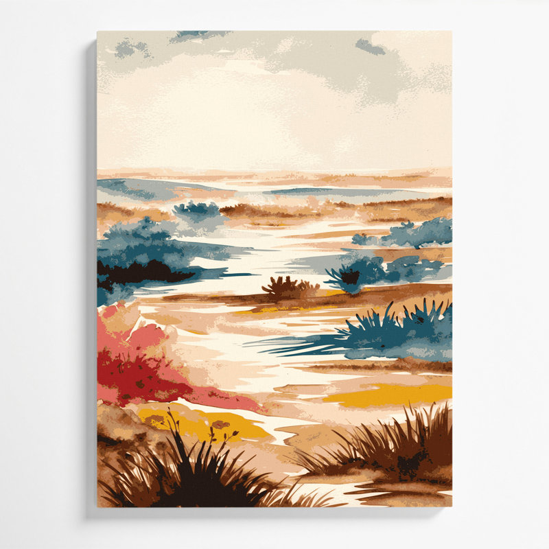 Watercolor Landscape 93 Beige Canvas Wall Art, 11" H x 14" W