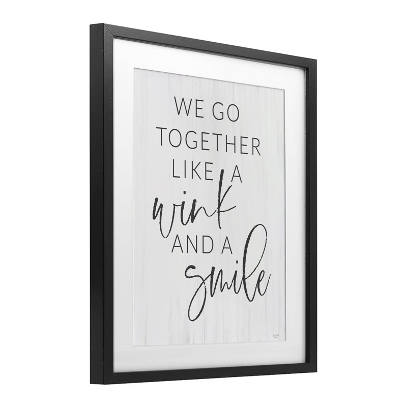 «Go Together Like Wink & Smile», reproduction d'art sous verre encadrée par Lux + Me Designs, H 16 po x l 13 po