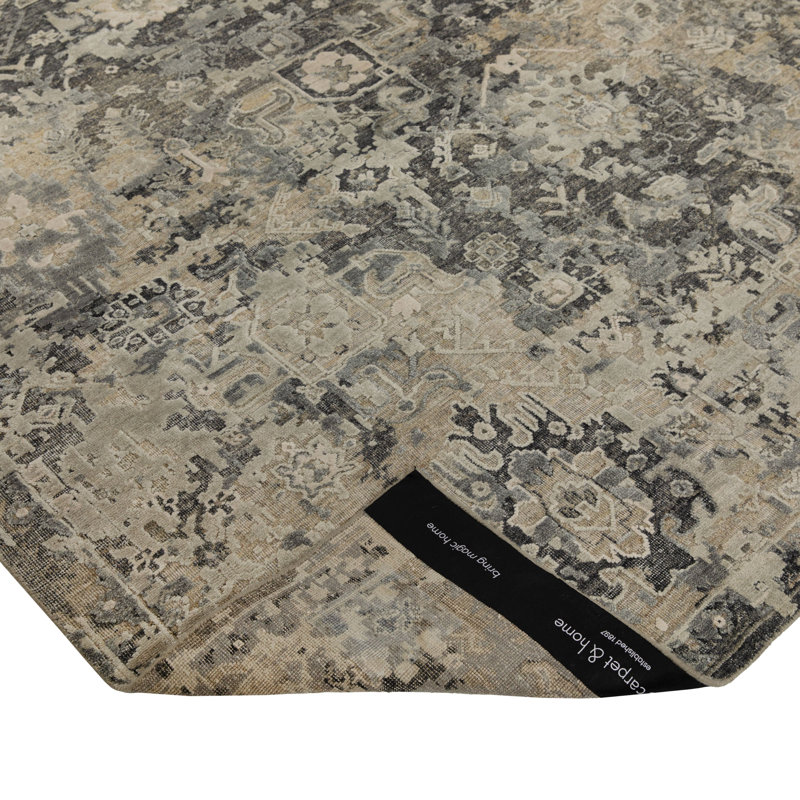 Black Contemporary Silk Wool Blend Rug