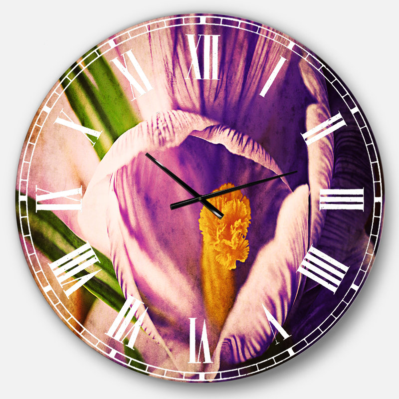 Blooming Crocus Flower - Horloge murale traditionnelle, Surdimensionné