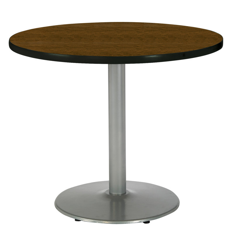 Table de salle à manger ronde, Noyer, argent, H 29 po x L 42 po x L 42 po