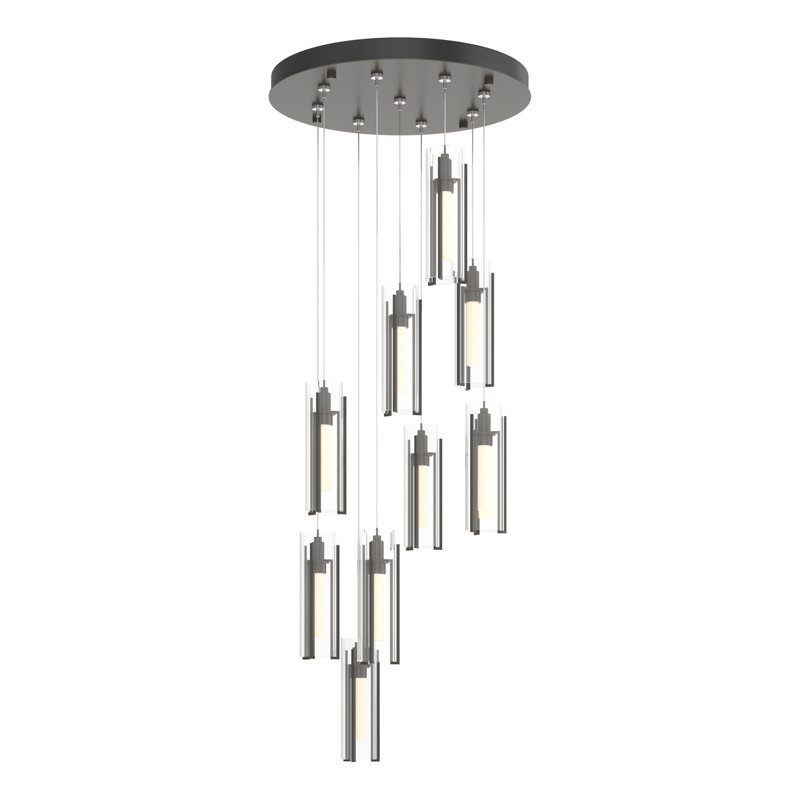 Exos 9 - Light Cylinder Pendant, 13" - 130", Clear, Dark Smoke