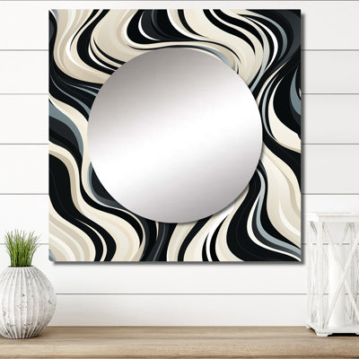 Noir et blanc zébré monochromatique élégance - miroir carré moderne pour décoration murale