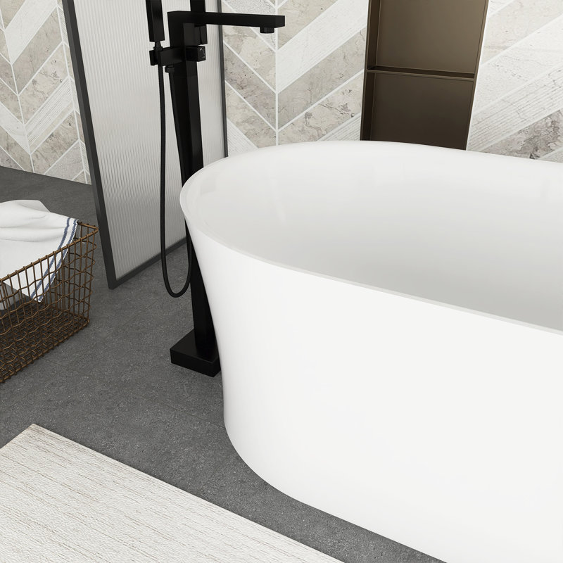 67" White Acrylic Freestanding Bathtub