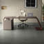 Bureau en bois manufacturé en L gris et brun noisette avec bureau à 3 tiroirs-869845009-869845010