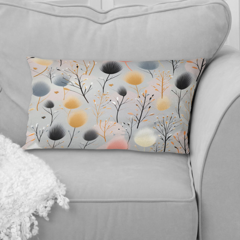 Doux plans botaniques gris - Coussin Abstrait corail multicolore abstrait - Coussin