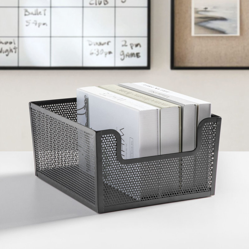 12 x 10 x 6 Perforated Frame Dip Front Basket, Matte Black
