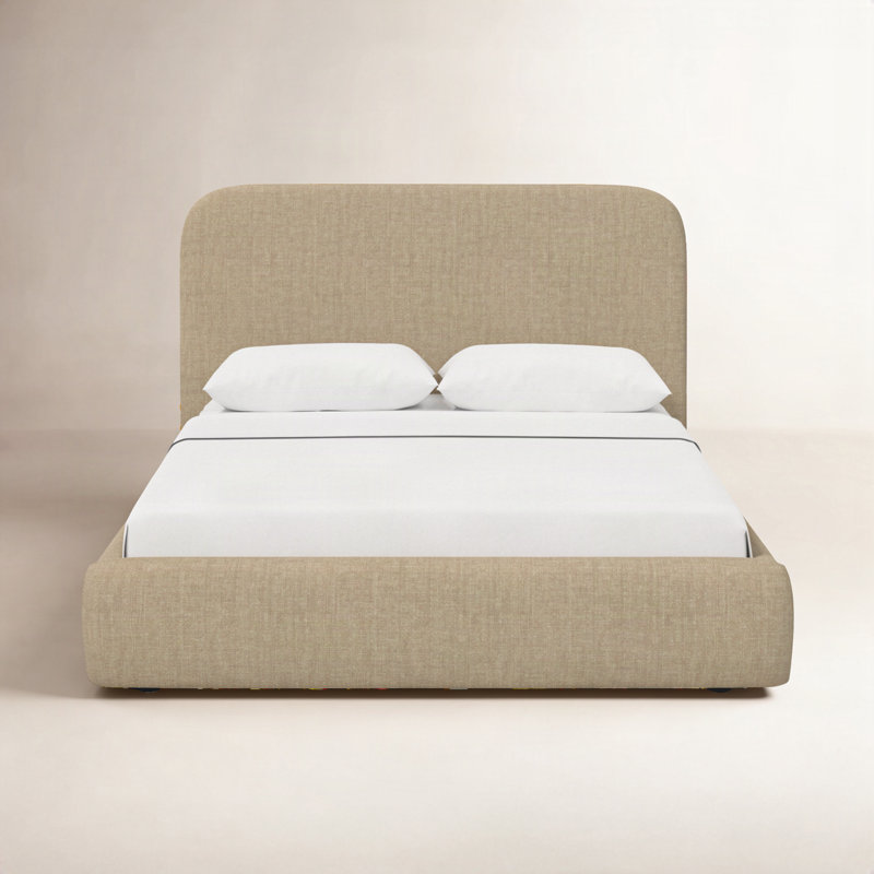 Upholstered Bed, King, Relaxed Burlap Linen