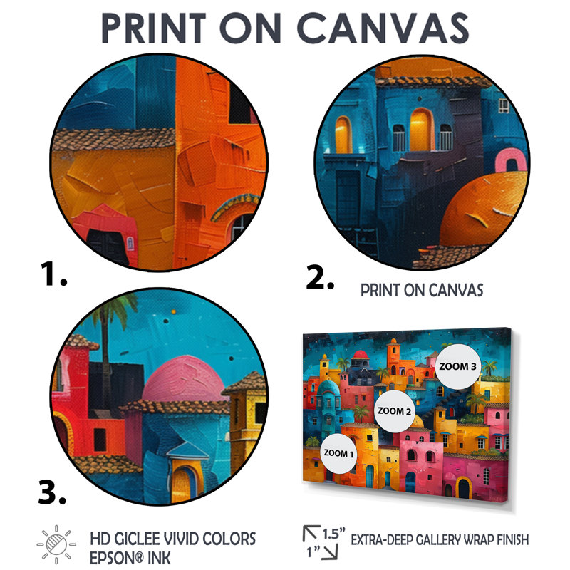 Leclerc - salon d'art mural City Buildings, Toile avec cadre flottant or, H 28 po x l 60 po x P 1,5 po