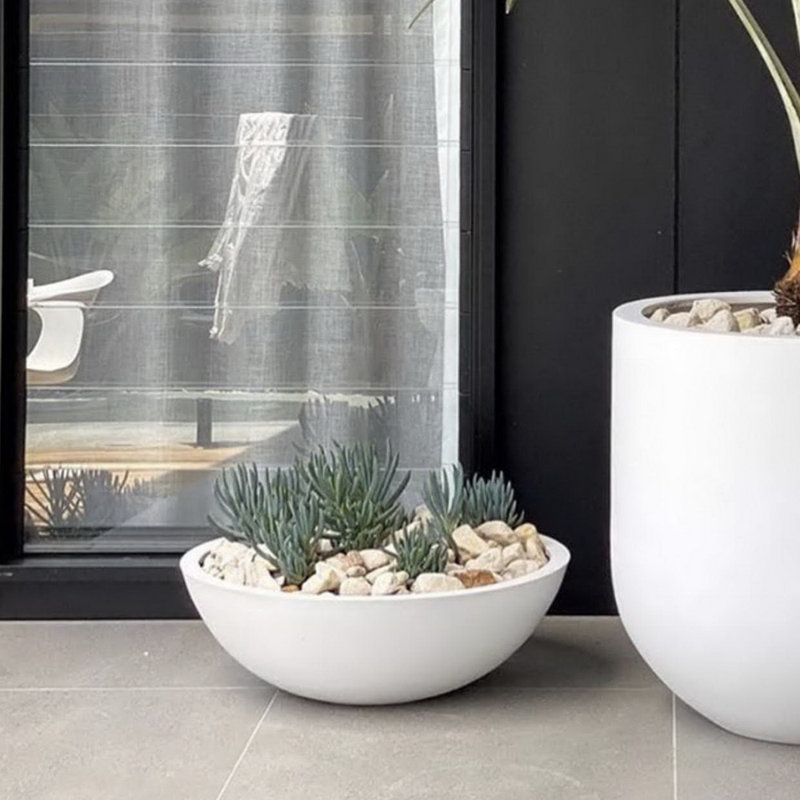 Aquita Handmade Pot Planter, 6" H x 12" W x 12" D, White