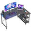 Bureau d'ordinateur en L Walbrook, bureau de travail réversible avec tablettes réglables Walbrook-1259997427-1271093292