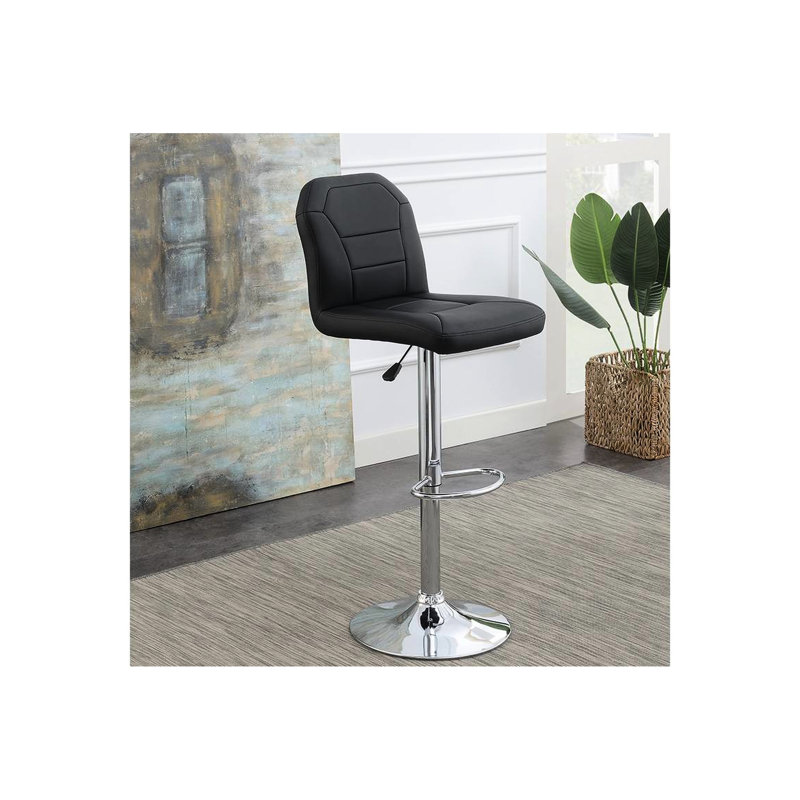 2 tabourets de bar réglables, similicuir, base, tabouret de bureau contemporain, 2 tabourets de couloir modernes, Noir