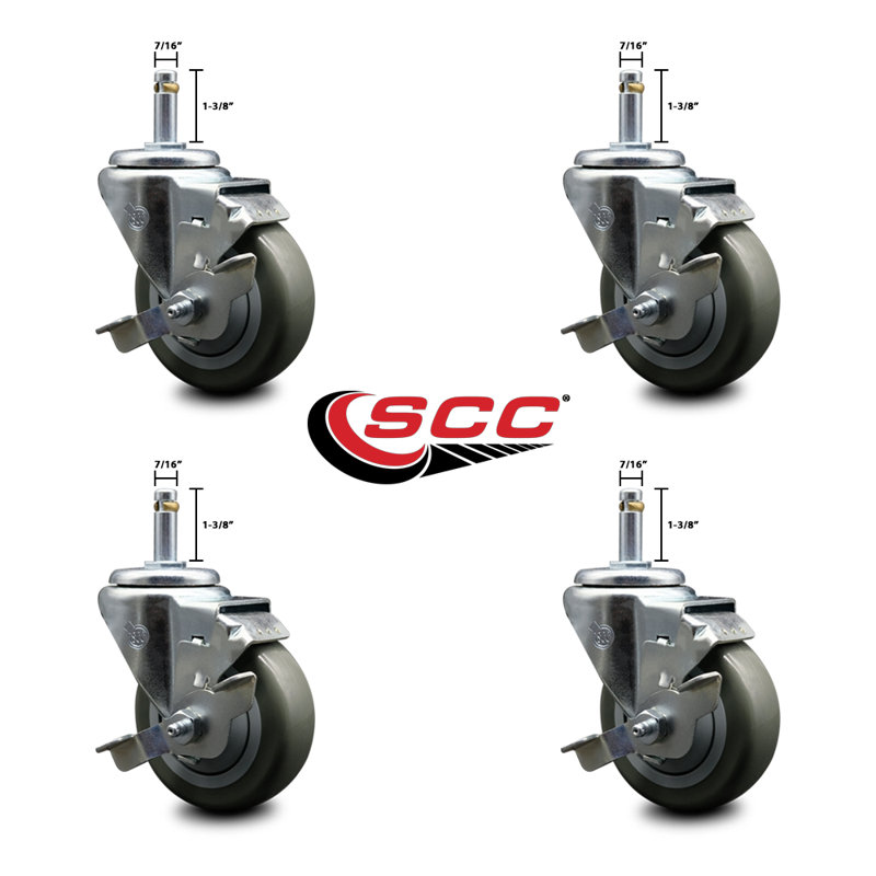 Swivel Grip Ring Stem Caster, Gray