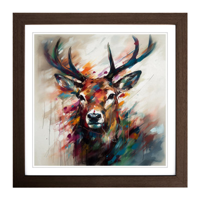 Stag Gestural Art - Framed Print
