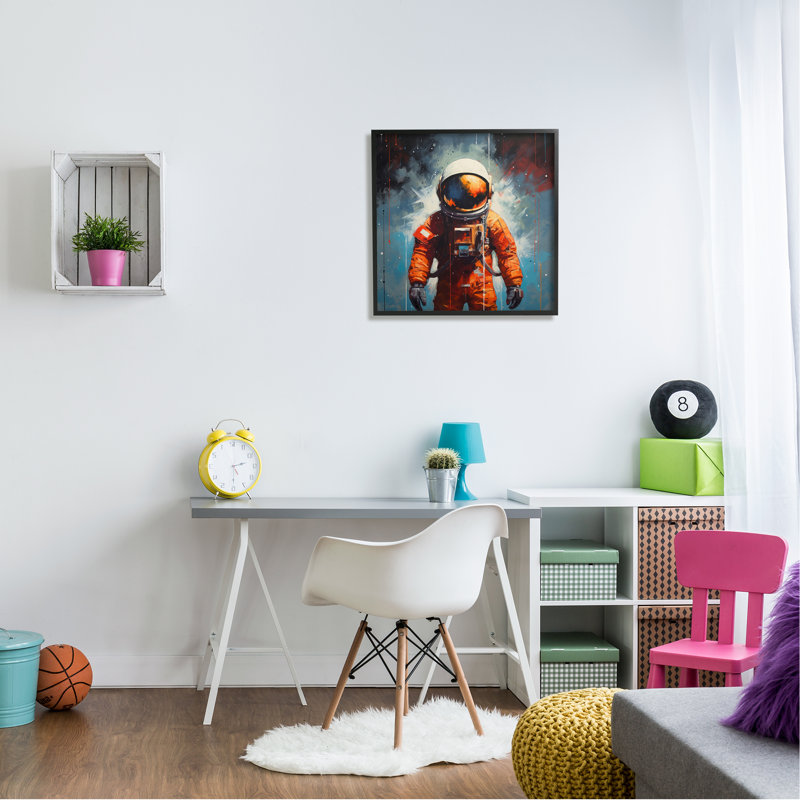 " Abstract Astronaut Portrait ", Midnight Black Framed Giclee, 24" H x 24" W x 1.5" D