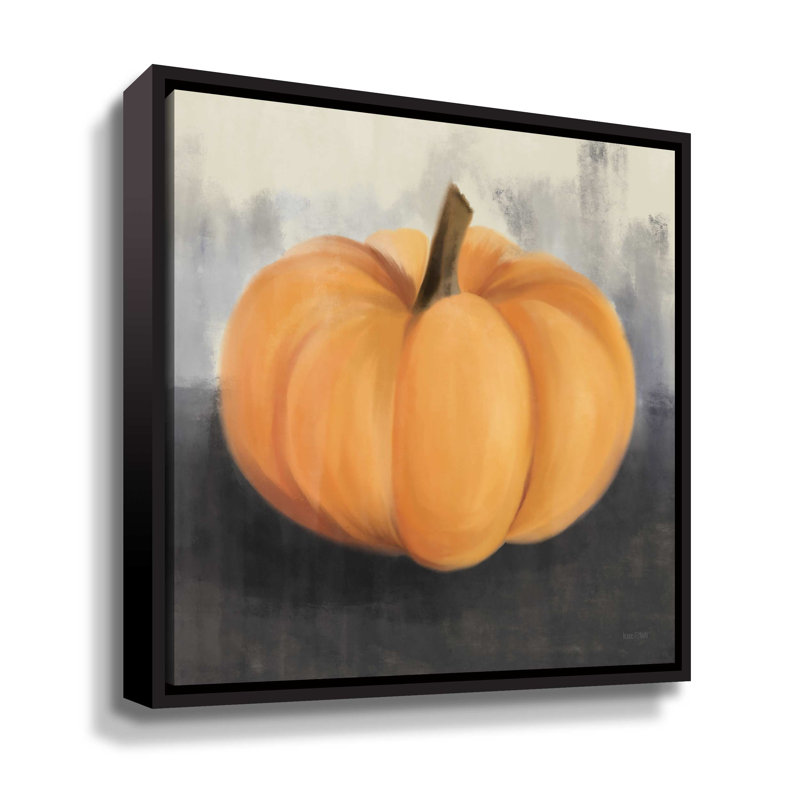 Orange citrouille rustique - peinture sur toile, Toile avec cadre noir, H 36 po x l 36 po x P 2 po