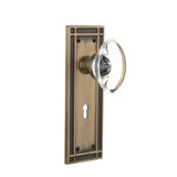 Crystal Oval Interior Mortise Door Knob with Mission Long Plate