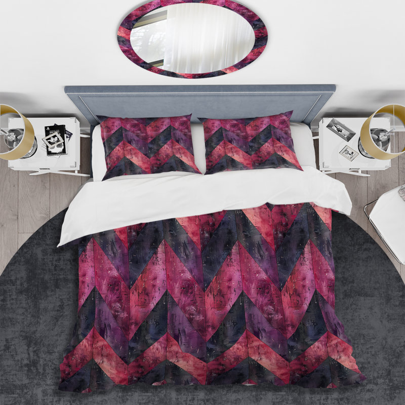 Ensemble de housse de couette Magenta Chevron Glam I - Transitional, Housse de couette très grand et 2 très grandes t