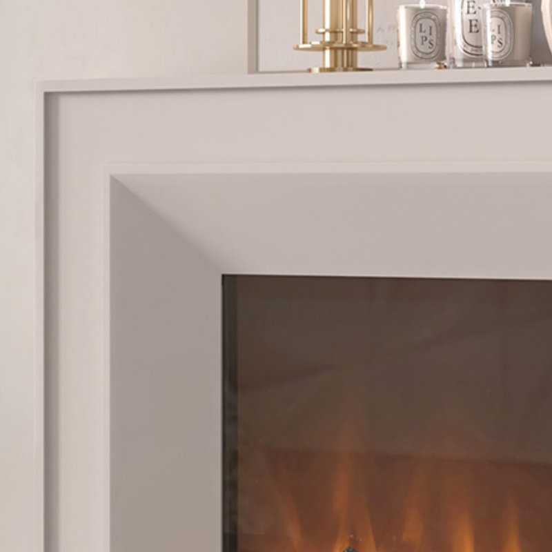 Beige Solid Wood Electric Fireplace