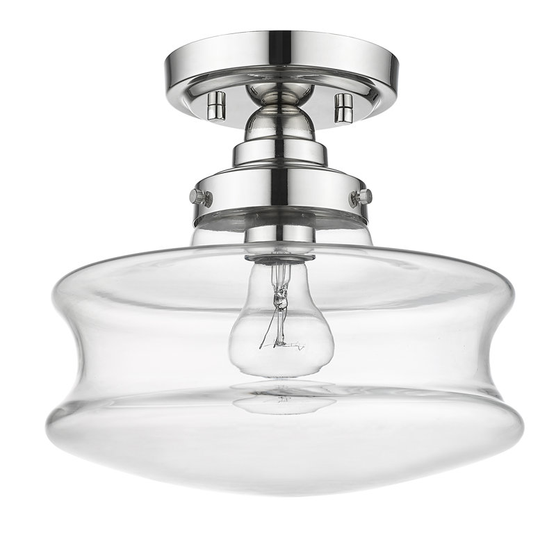 Canion Glass Semi Flush Mount, Polished Nickel