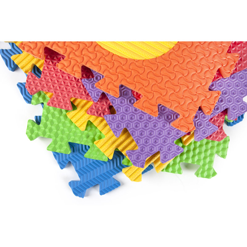 72'' L Interlocking Foam Playmat, 0.4", Multicolored Embossed