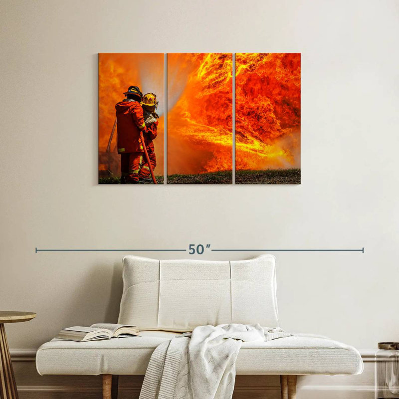 Lelar Blazing Fire Firefighters, 24" H x 38" W