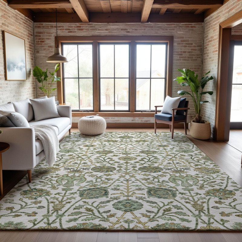 Premium Machine Washable Alexa AMF1087 Floral Rug, Rectangle 9' x 12'