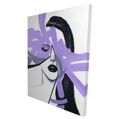Abstract Purple Woman Portrait - Figurative Canvas Art for Home