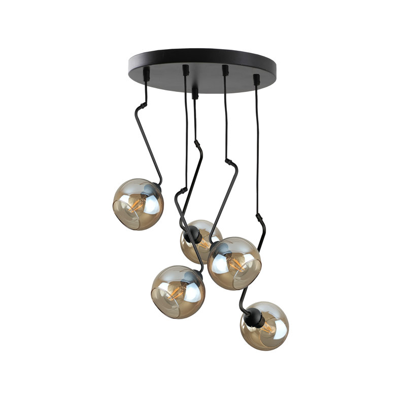 Blerton - Light Matte Black Unique/Statement Pendant, Gold/Orange, 5