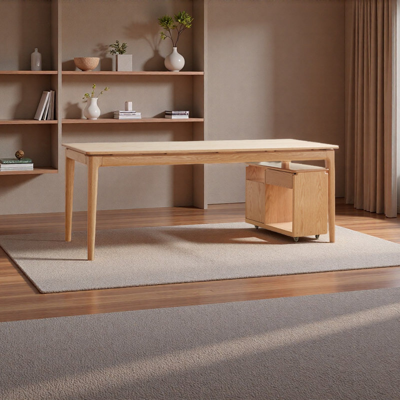 Bureau avec rails en bois massif lisse