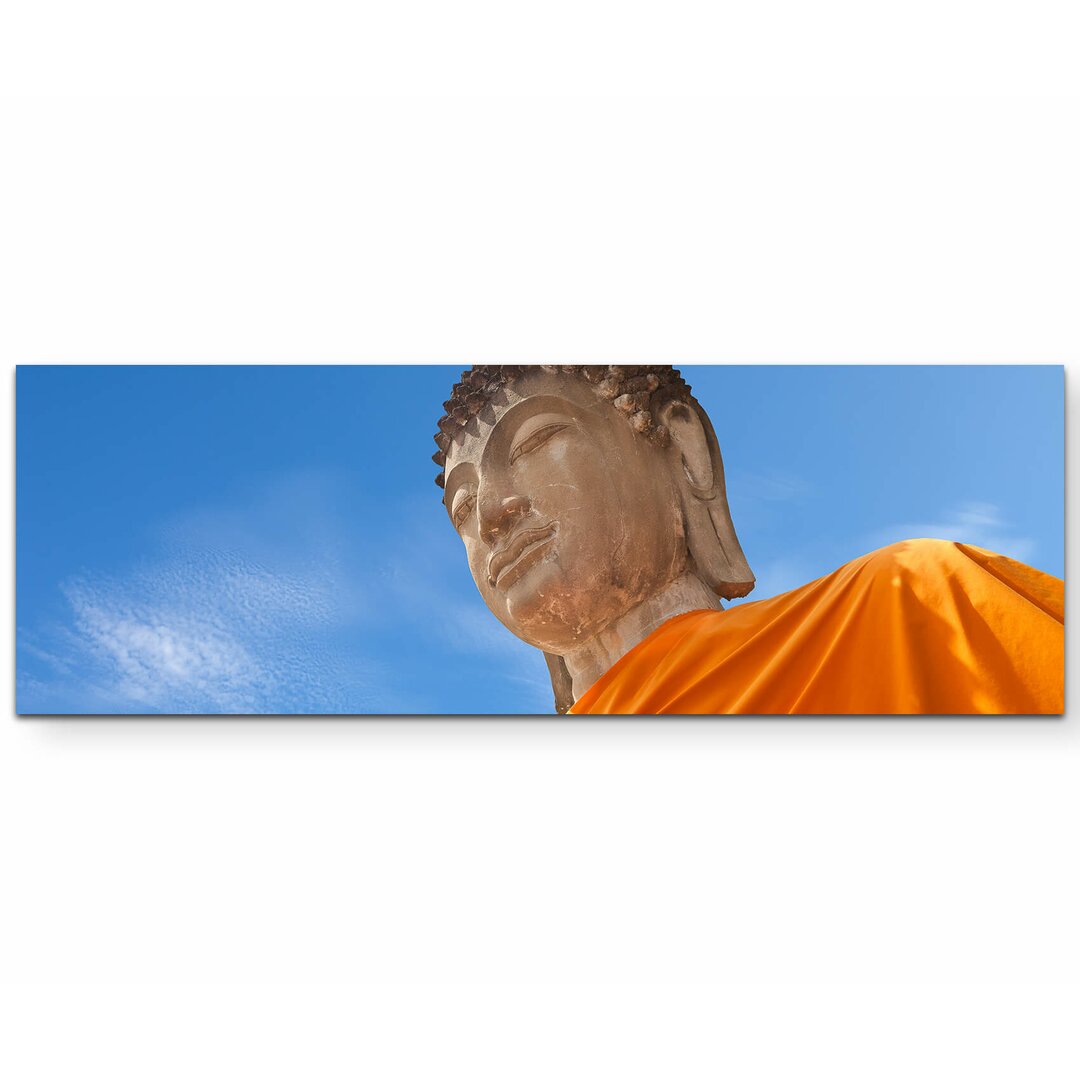 Leinwandbild Riesenstatue Buddha Gesicht – Nahaufnahme