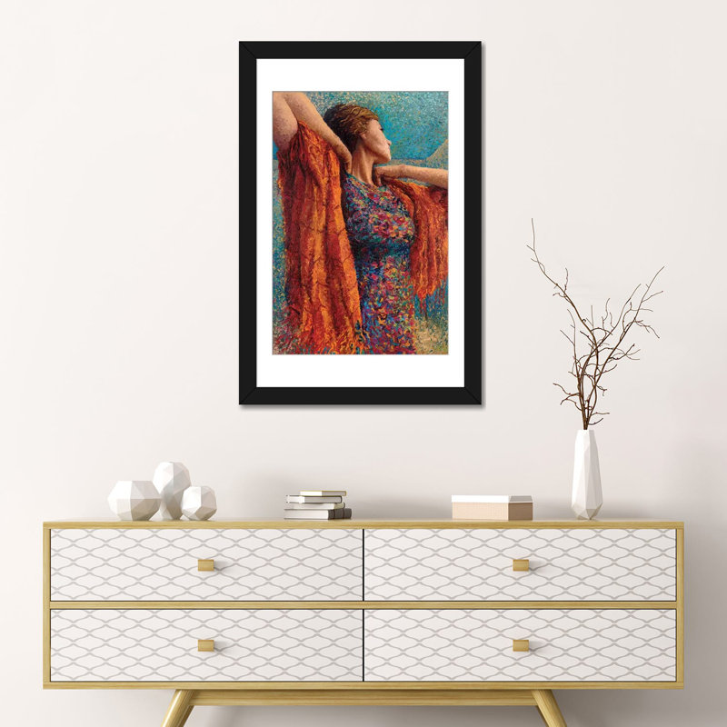 Reproduction d’art sur toile tendue, "gibbonsing scott-miss" et "écharpe", H 24 po x l 16 po x P 1 po, Blanc