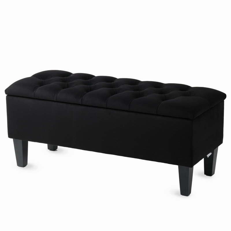 Velvet Upholstered Storage Bench, 42cm H x 60cm W x 40cm D