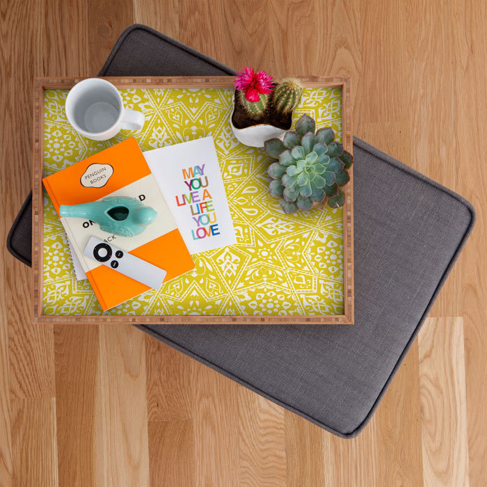 Bamboo Tray, 18.0" H x 14.0" W x 1.75" D, Yellow