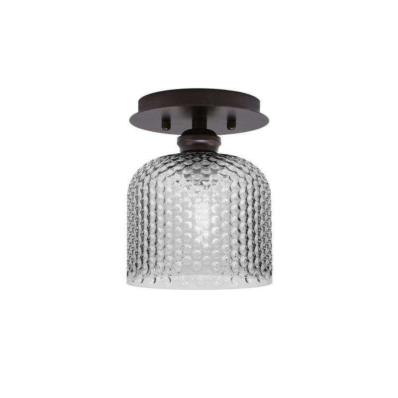 Verre texturé semi-encastré 1 lumière Edge, Nickel brossé, H 7,5 po x l 6 po x P 6 po