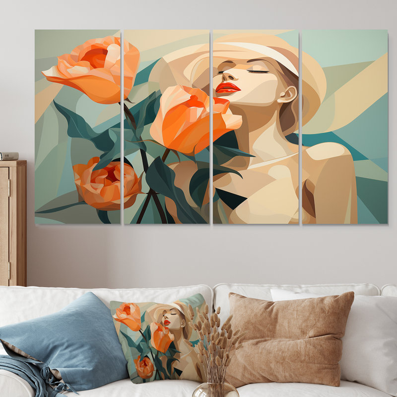 Ensemble de 4 impressions murales Mid-Century, H 32 po x l 64 po
