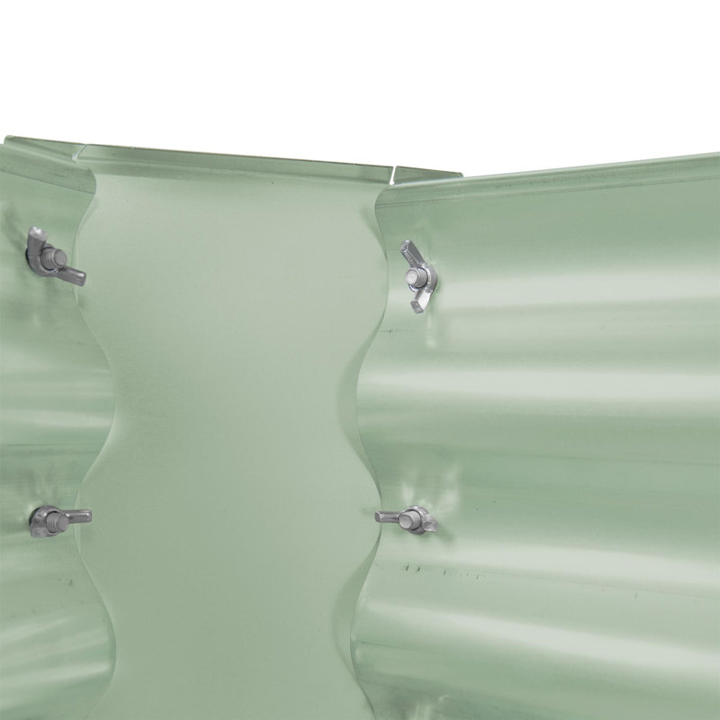 Harbour Housewares - Square Galvanised Steel Raised Garden Bed Planters - 120cm x 120cm - Green - Set of 2